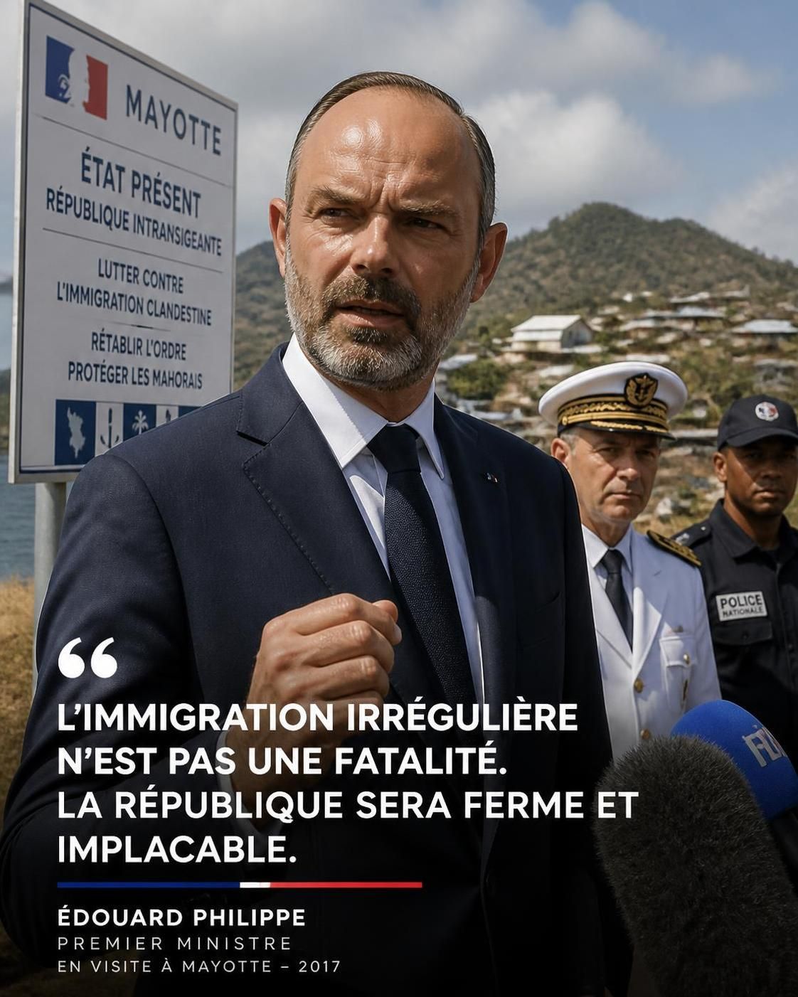 édouard philippe s'adresse directement aux électeurs du rassemblement national depuis mayotte, abordant les enjeux politiques locaux et nationaux.