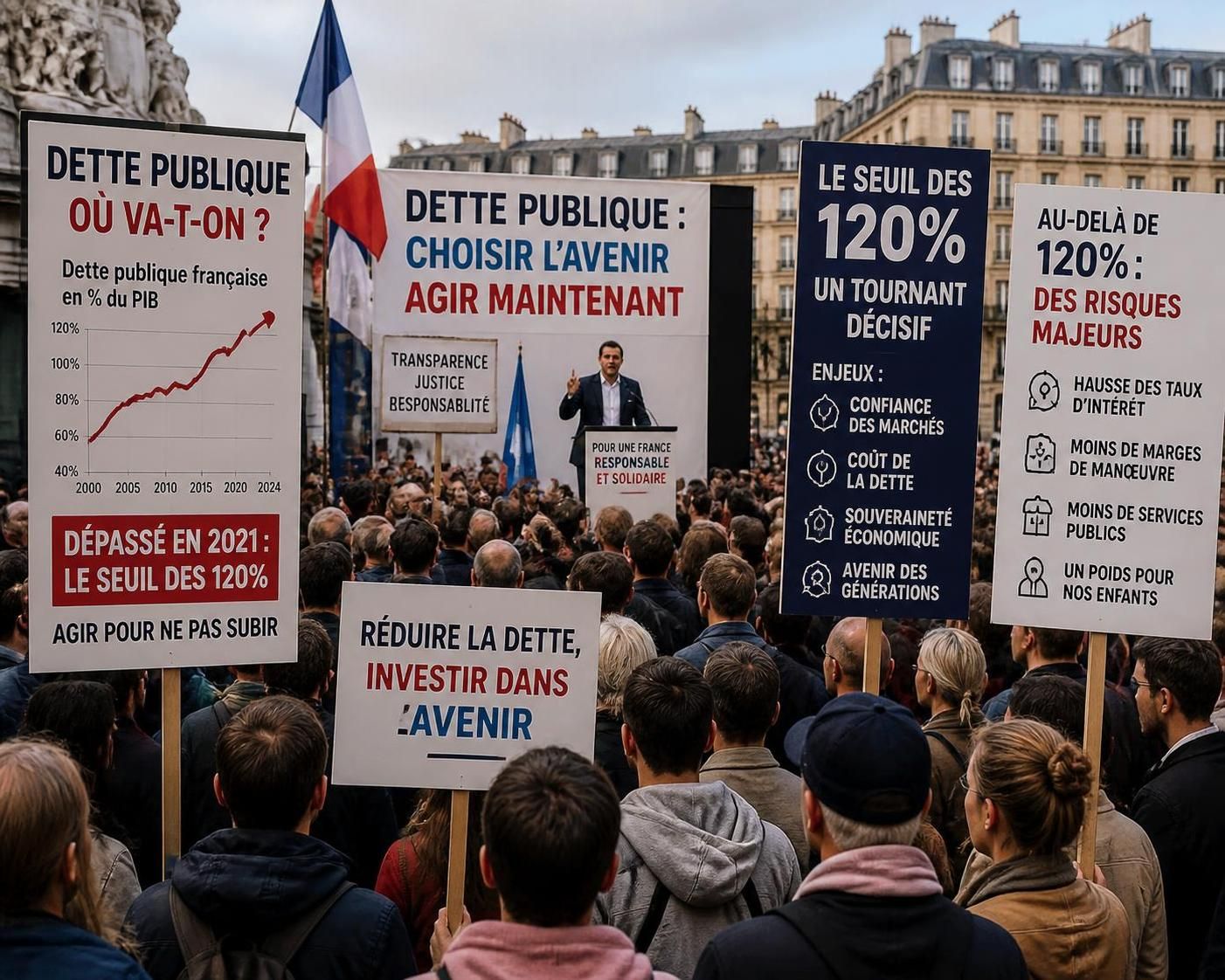 découvrez les enjeux cruciaux du franchissement du seuil des 120 % de la dette publique en 2027 et les défis majeurs auxquels seront confrontés les candidats.