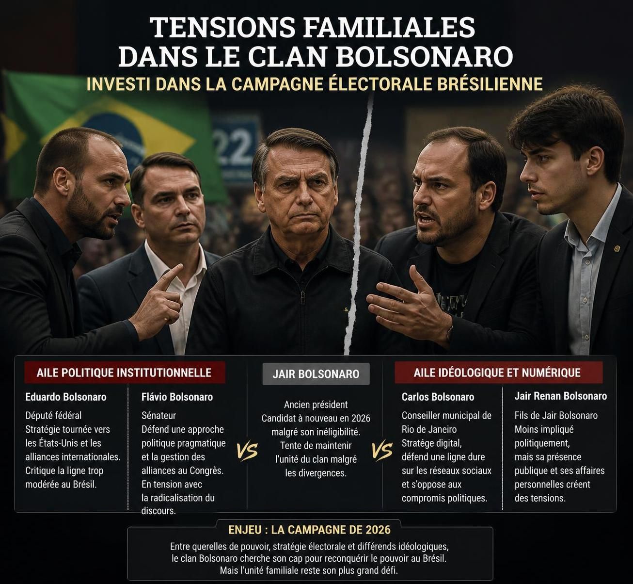 découvrez comment la famille bolsonaro est au centre des enjeux majeurs lors des élections au brésil, marquées par une lutte politique intense et des tensions croissantes.