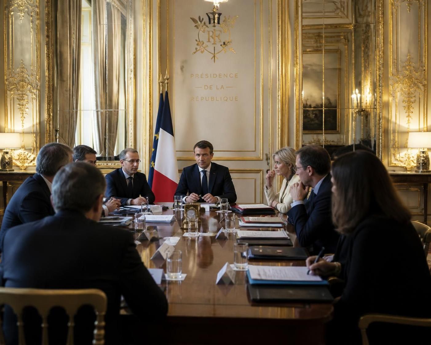 emmanuel macron réunit les principaux leaders politiques à l'élysée pour discuter des défis et tensions actuels sur la scène internationale.