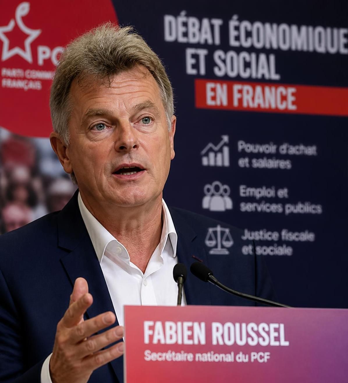 fabien roussel appelle à cesser l'économie de guerre afin d'insuffler un nouveau souffle économique et social, promouvant la paix et le développement durable.