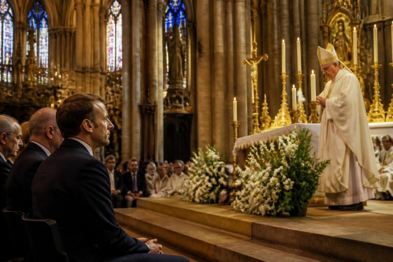 le président macron participe à la messe finale à metz lors de la visite historique du pape, marquant un moment fort de cette rencontre spirituelle et politique.