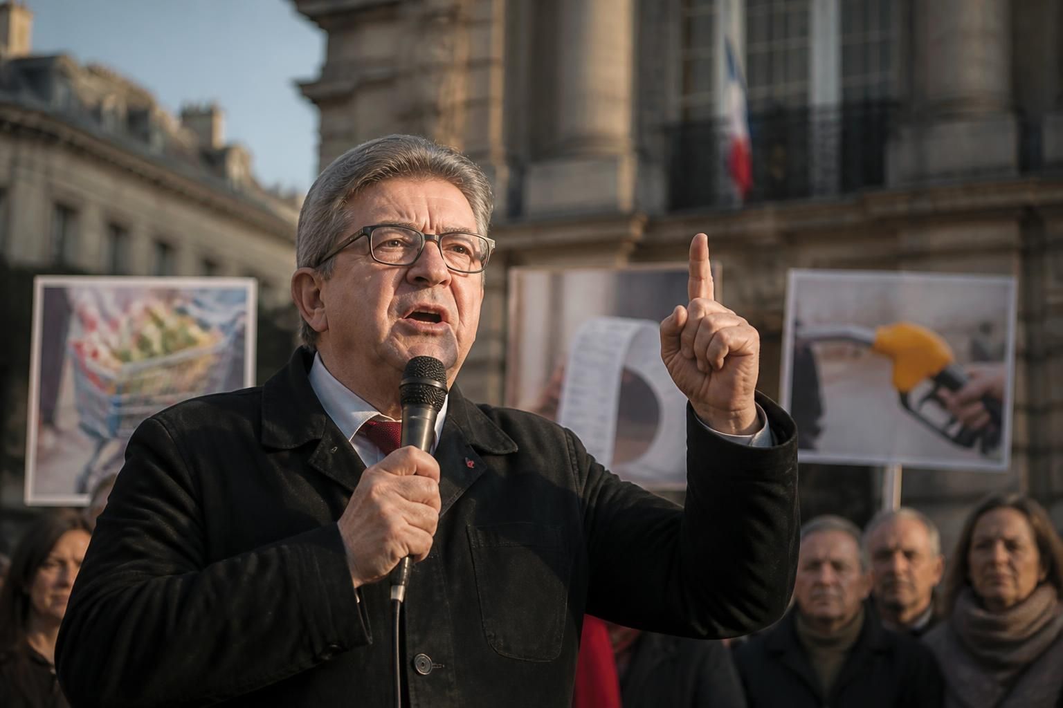 jean-luc mélenchon propose la mise en place d'un état d'urgence sociale afin de contrôler la forte hausse des prix et protéger le pouvoir d'achat des citoyens.