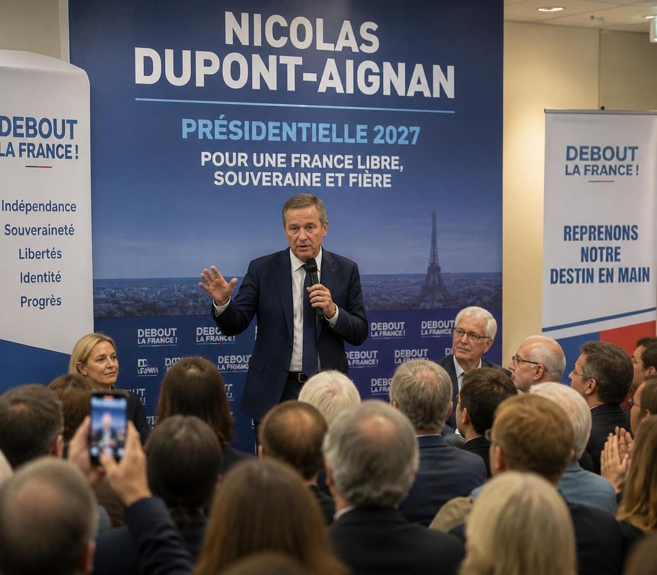 nicolas dupont-aignan annonce officiellement sa candidature à l'élection présidentielle de 2027, affirmant ses ambitions pour l'avenir de la france.