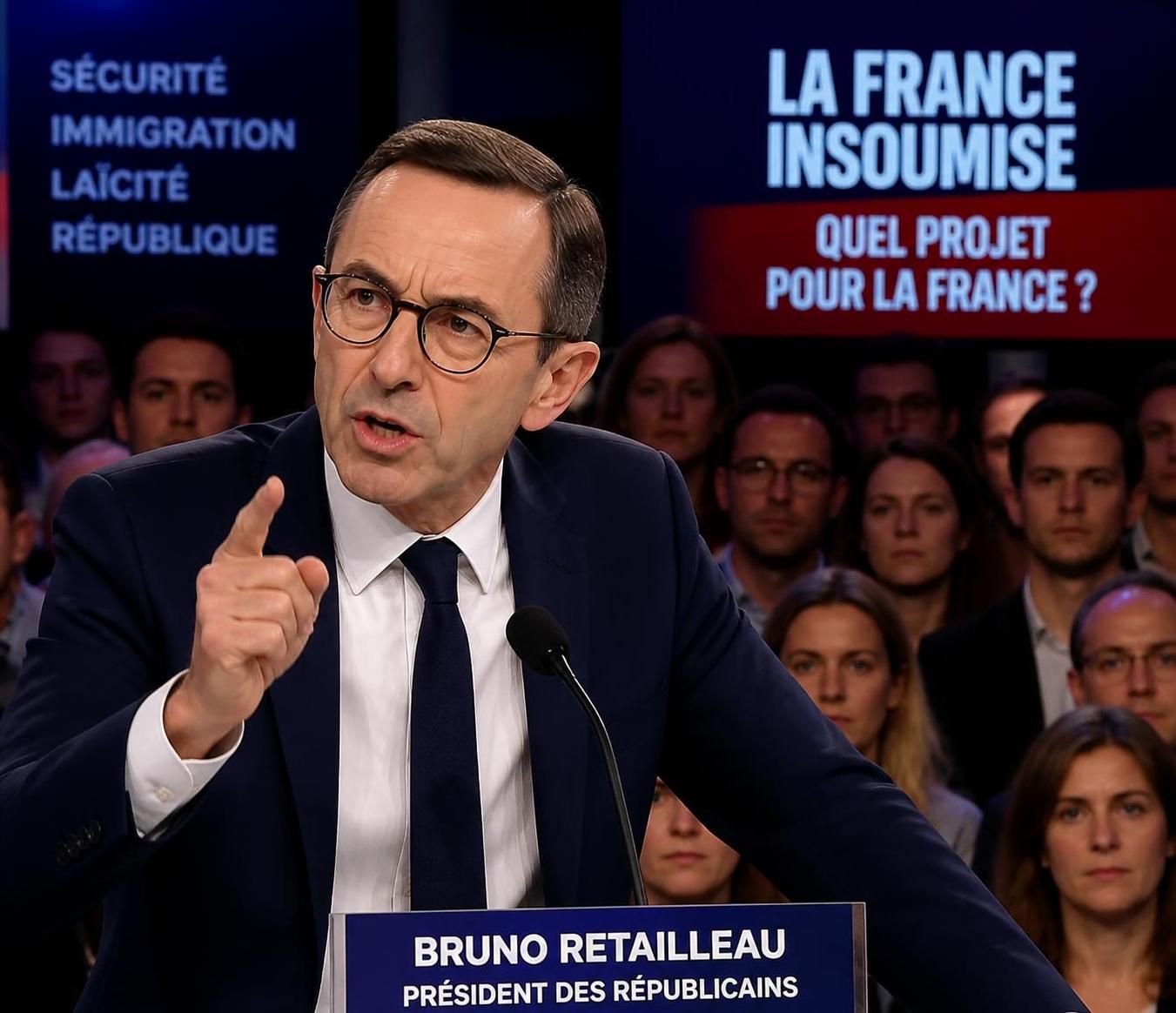 bruno retailleau critique vivement les positions de la france insoumise (lfi) et exprime ses inquiétudes face à l'aggravation croissante de la dette nationale.