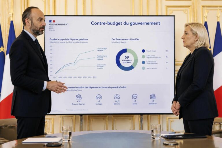 découvrez comment édouard philippe répond aux propositions de marine le pen avec un contre-budget ambitieux visant à redynamiser l'économie française et renforcer les services publics.