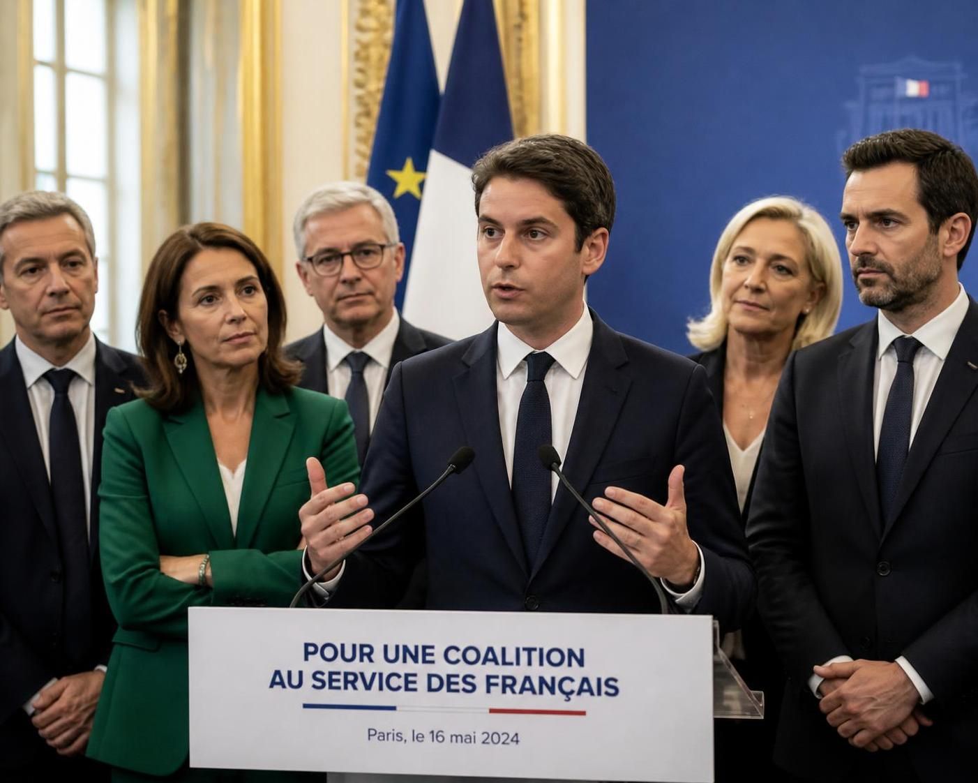 gabriel attal appelle à la formation d'une large coalition politique et considère l'organisation d'une primaire pour renforcer l'unité et la représentativité.