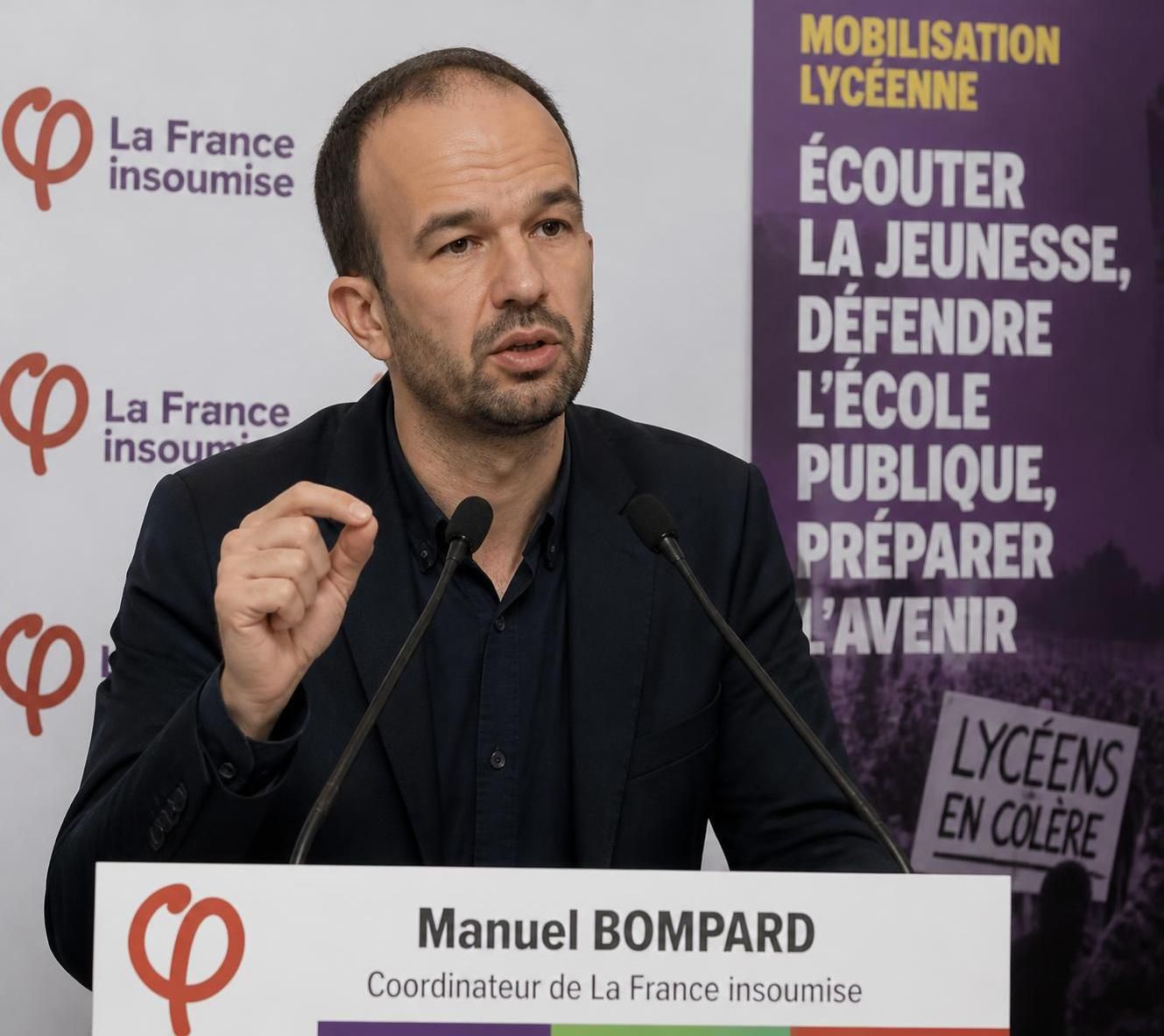 manuel bompard exprime son soutien aux lycéens mobilisés en colère, soulignant l'importance de leur engagement et de leurs revendications dans le débat public.